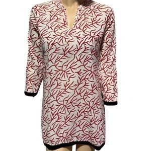 Roberta Roller Rabbit 3/4 Sleeve Tunic Beach Cover Up Side Slits Size S Small